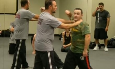 Defense against front choke with a push demonstration